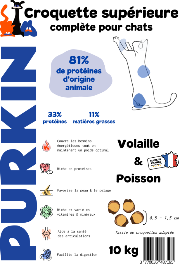 PURKIN Croquette Complète Chat Supérieure au Poulet 10kg. Made in France – Image 3