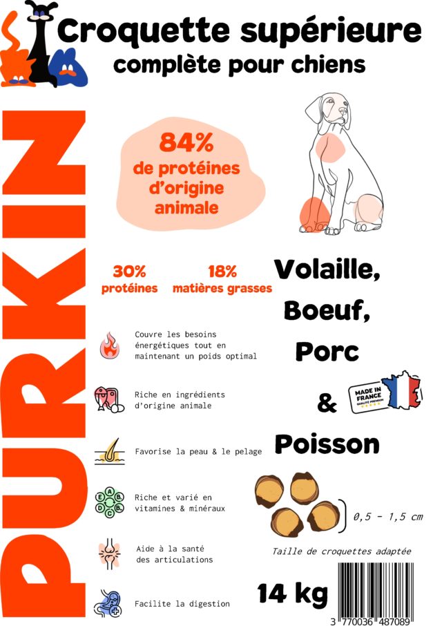 Croquette Complète Supérieure Purkin Chien au Poulet 14kg. Made in France – Image 4