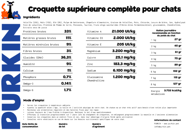 PURKIN Croquette Complète Chat Supérieure au Poulet 10kg. Made in France – Image 4