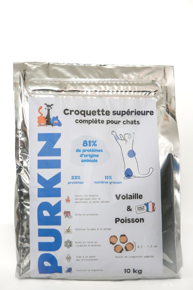 PURKIN Croquette Complète Chat Supérieure au Poulet 10kg. Made in France